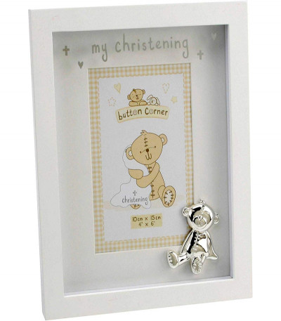 Button Corner Christening Frame