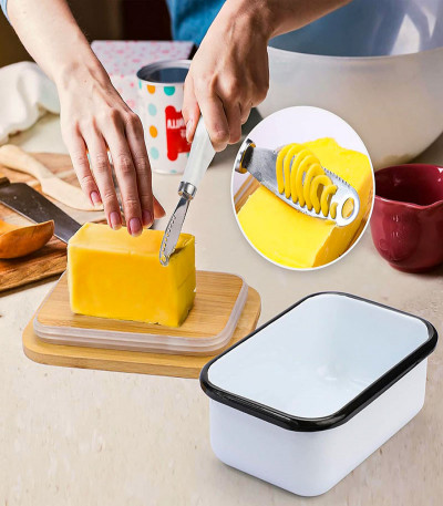 Butter Dish with Lid and Butter Curler Knife