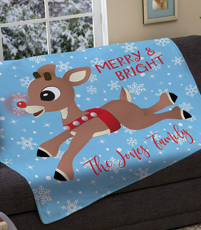 Rudolph Snowflake Plush Blanket