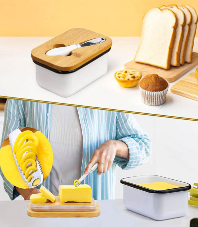 Butter Dish with Lid and Butter Curler Knife