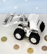 Silver Plated Personalised Tractor Money Box