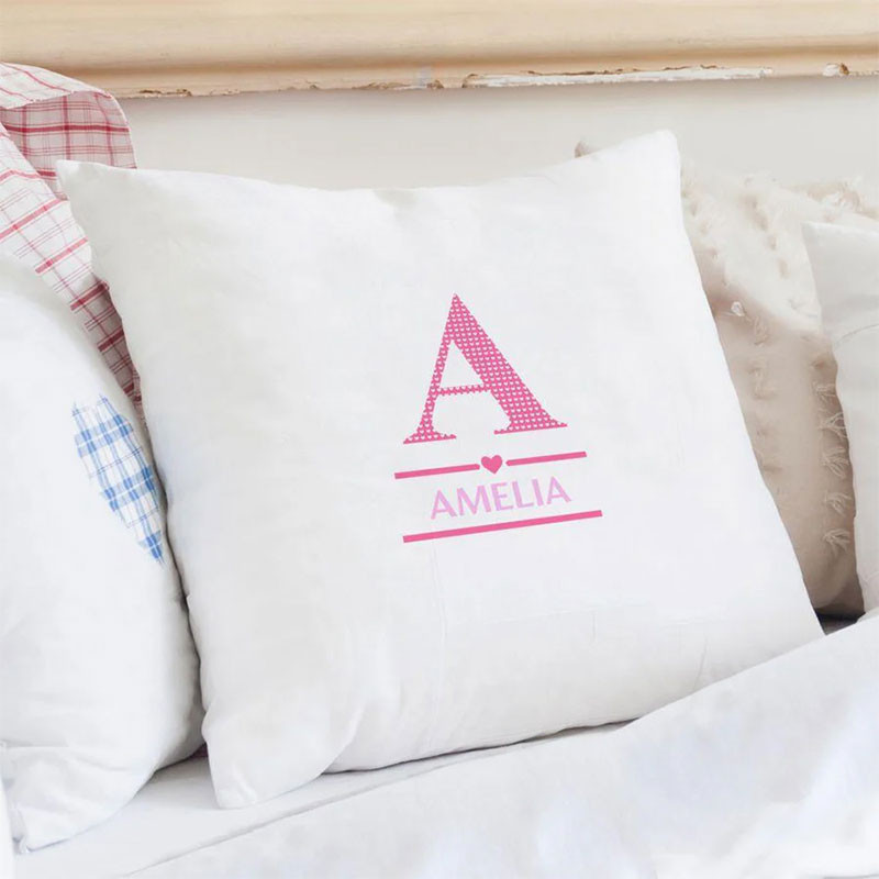Personalised Pink Initial Cushion Cover