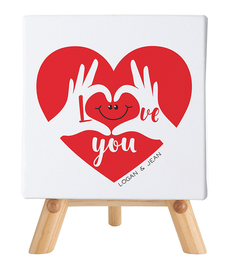 Two Hearts, One Love Mini Canvas On Staffeli